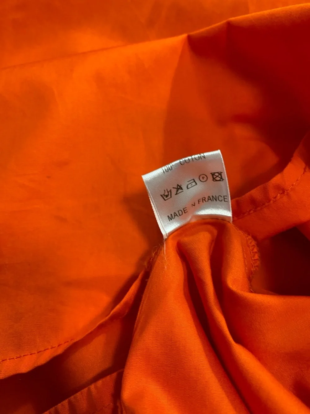 Button-Front Puff-Sleeve Mini Dress in Bold Orange Size 38